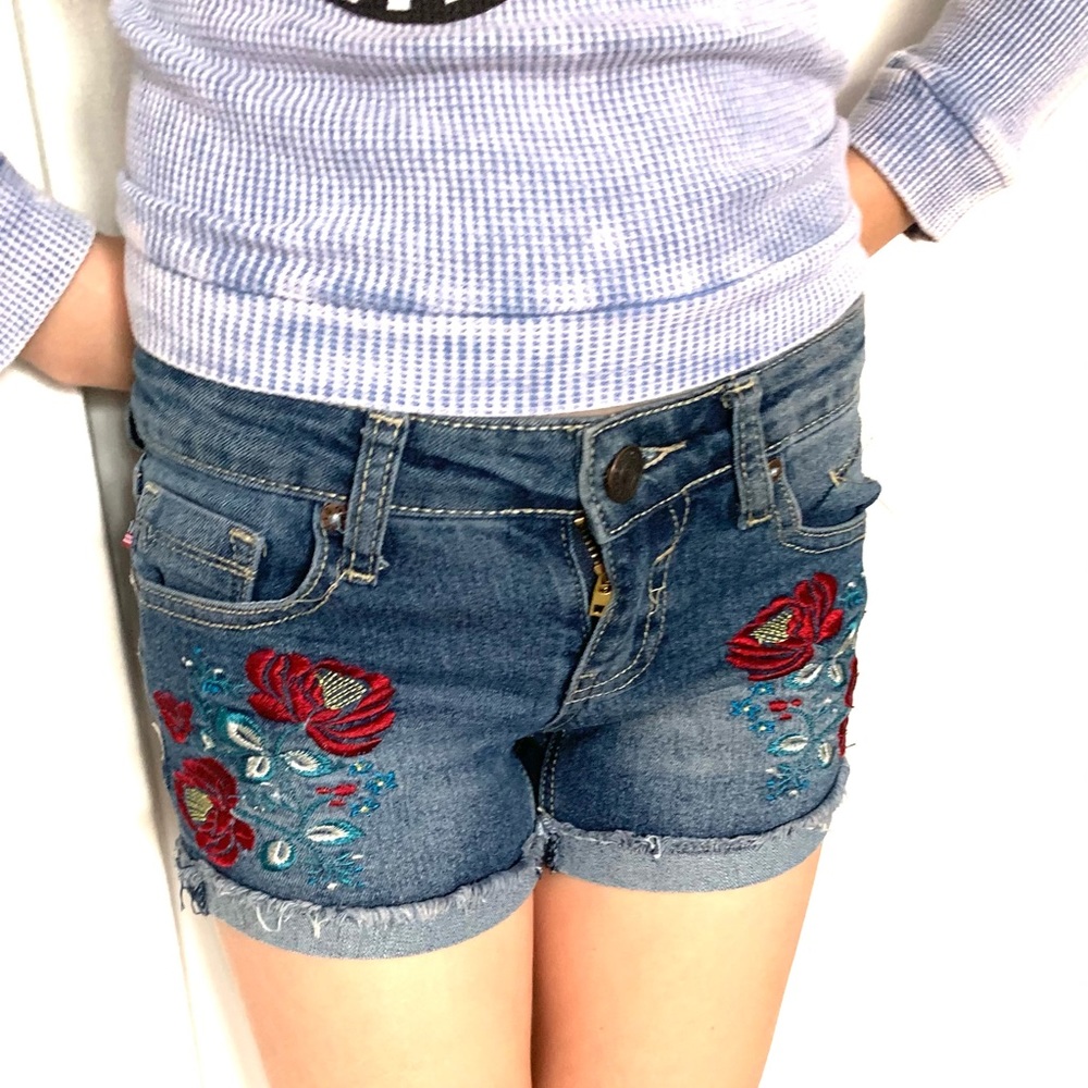 VIGOSS Girl’s Denim Shorts with Embroidery Sz 7